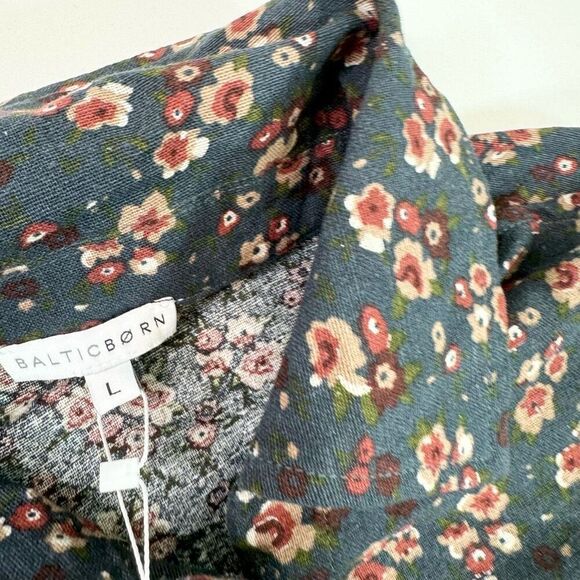 Baltic Born Button Up Shirt Shacket Womens Large Floral Long Sleeves collar new - Picture 6 of 11